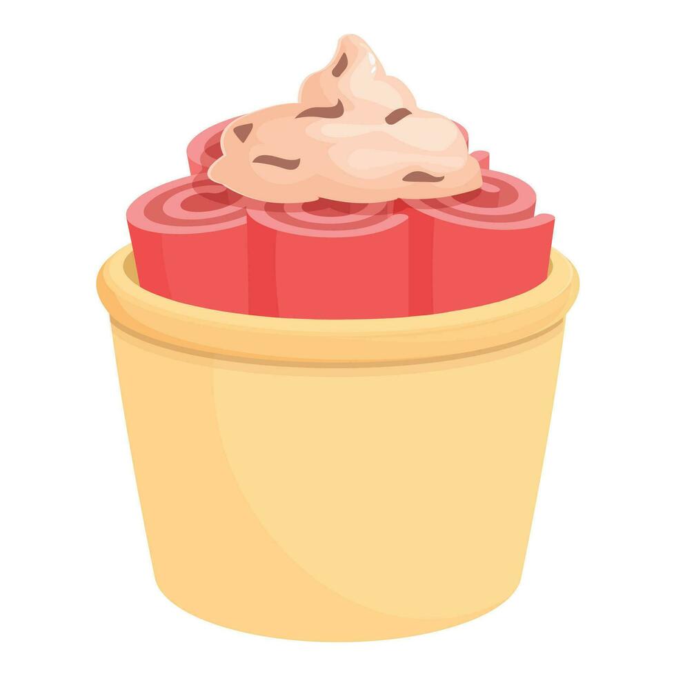 Sweet asian food icon cartoon vector. Ice cream roll vector