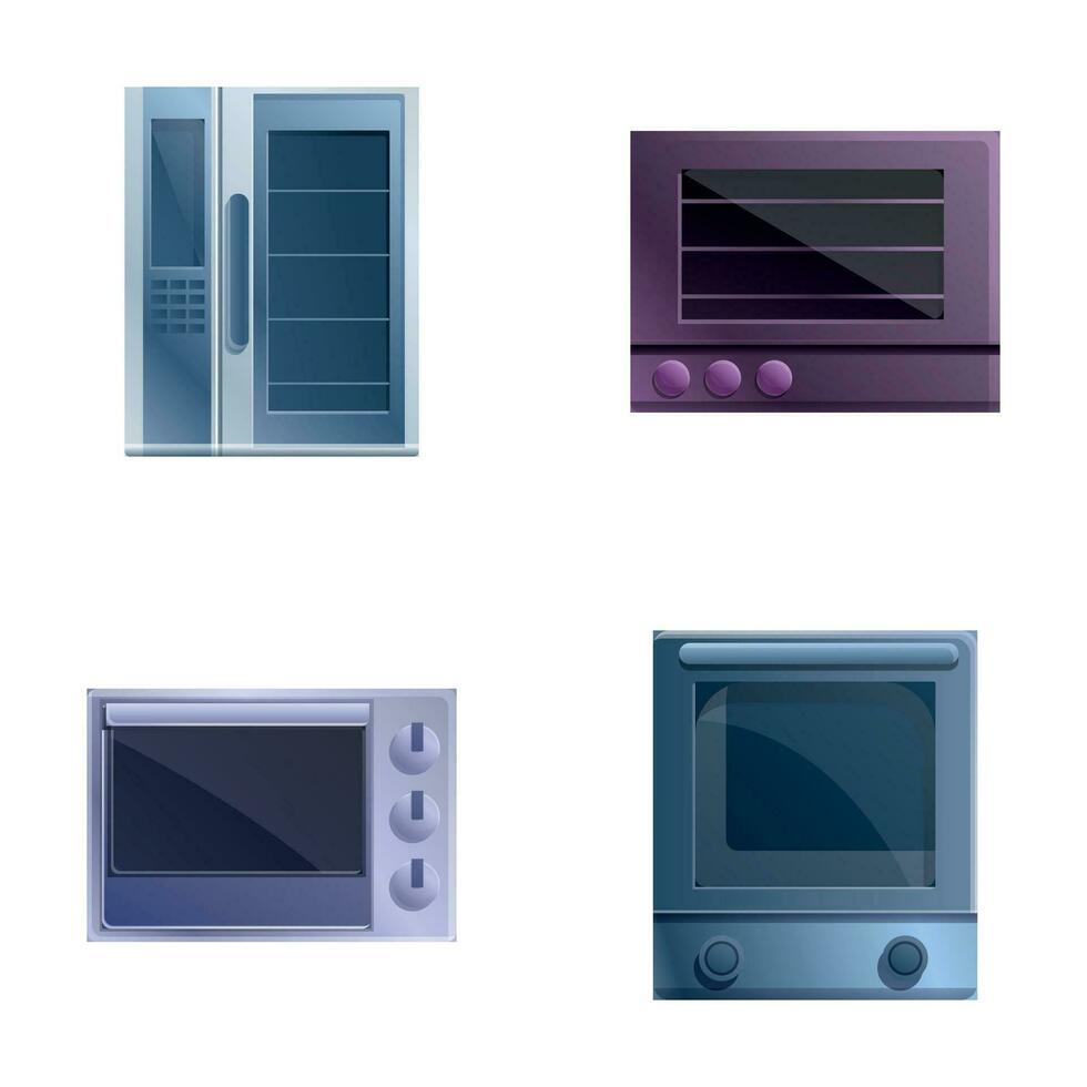 Modern stove icons set cartoon vector. Various type of modern oven vector