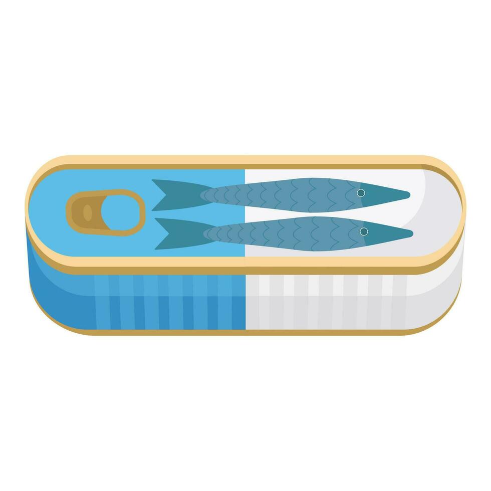 Ocean fish tin icon cartoon vector. Canned food vector