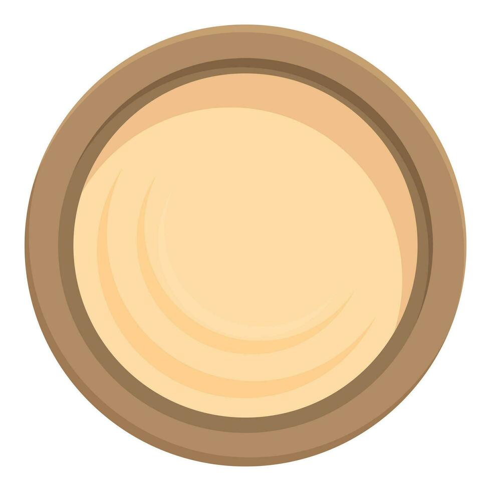 Top view tahini cream icon cartoon vector. Cuisine food vector