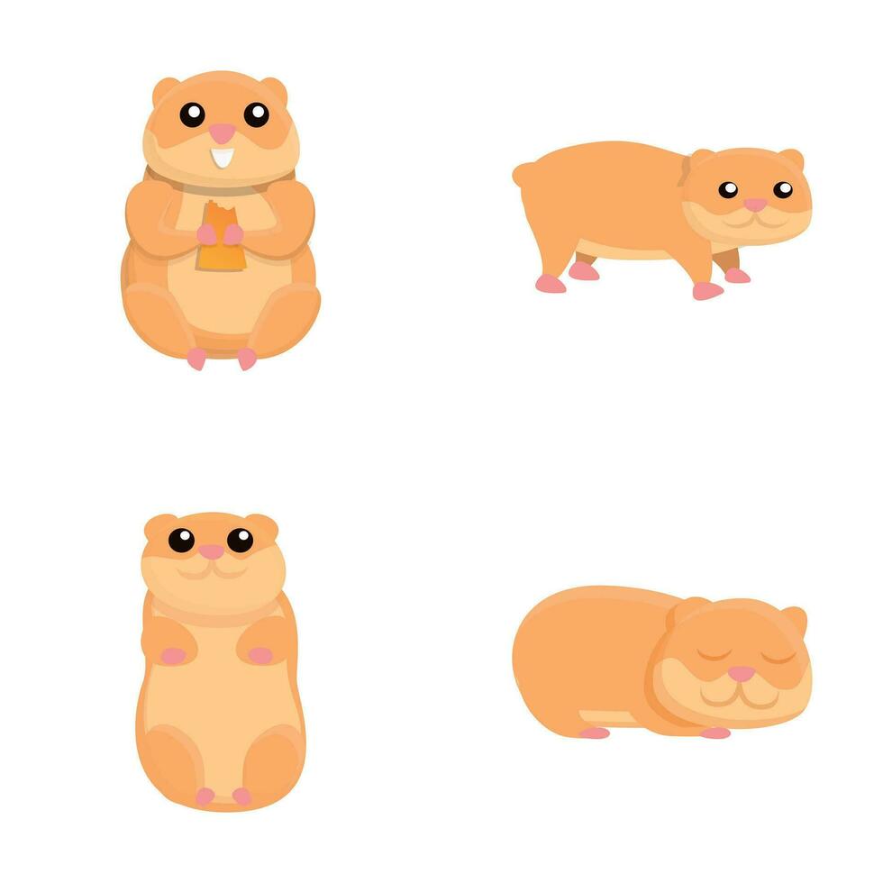 Cute hamster icons set cartoon vector. Animal rodent vector