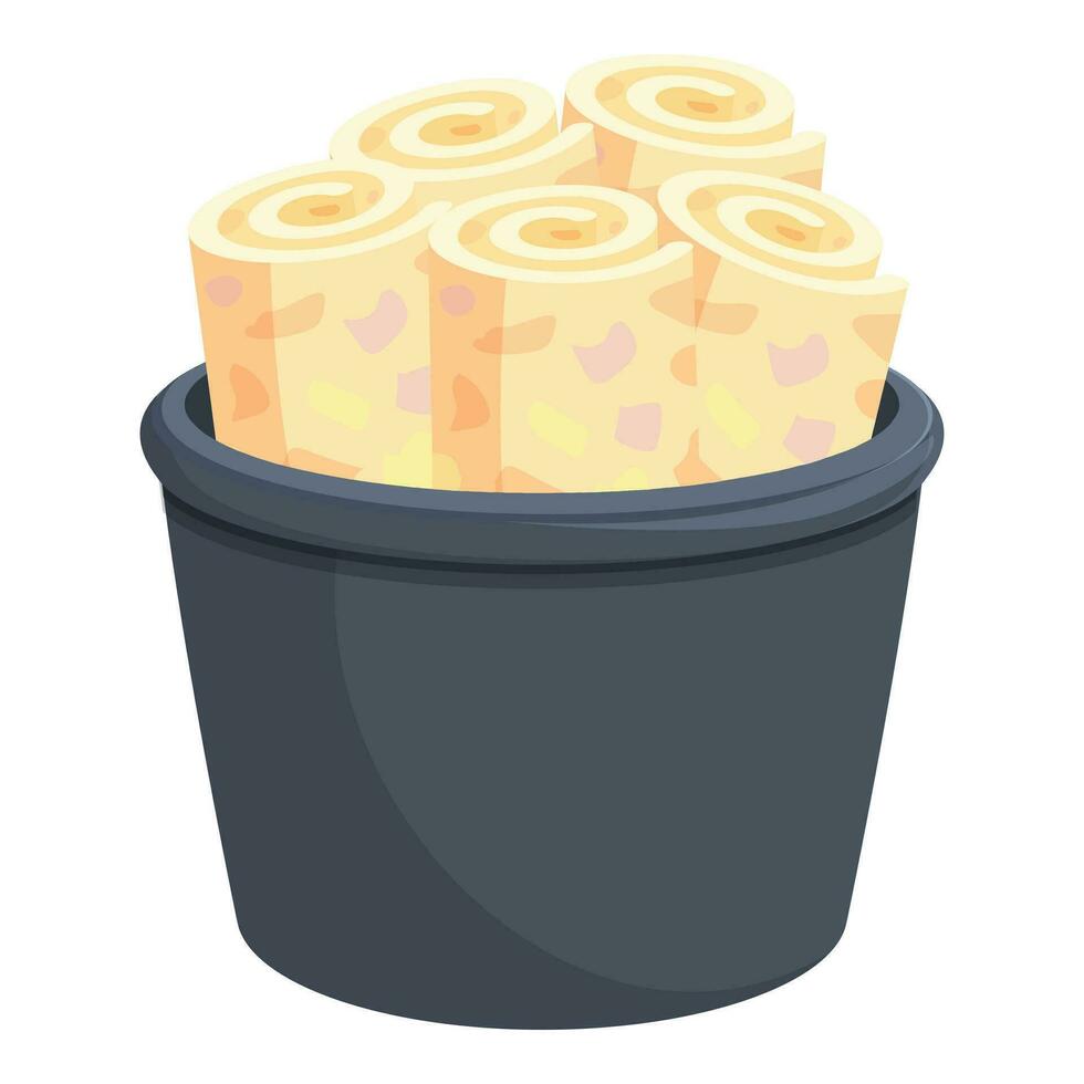 Leche frito hielo crema icono dibujos animados vector. dulce asiático comida vector