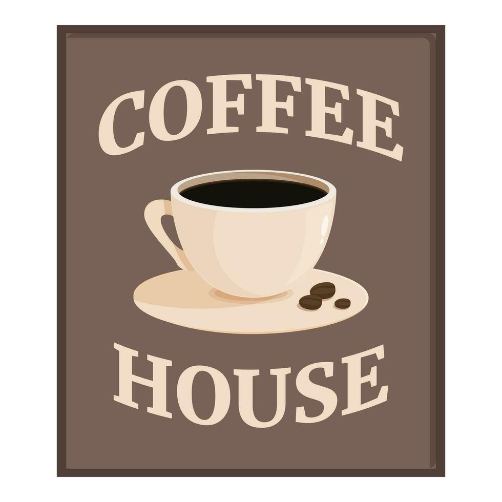 Coffee house sign icon cartoon vector. City bakery tea vector