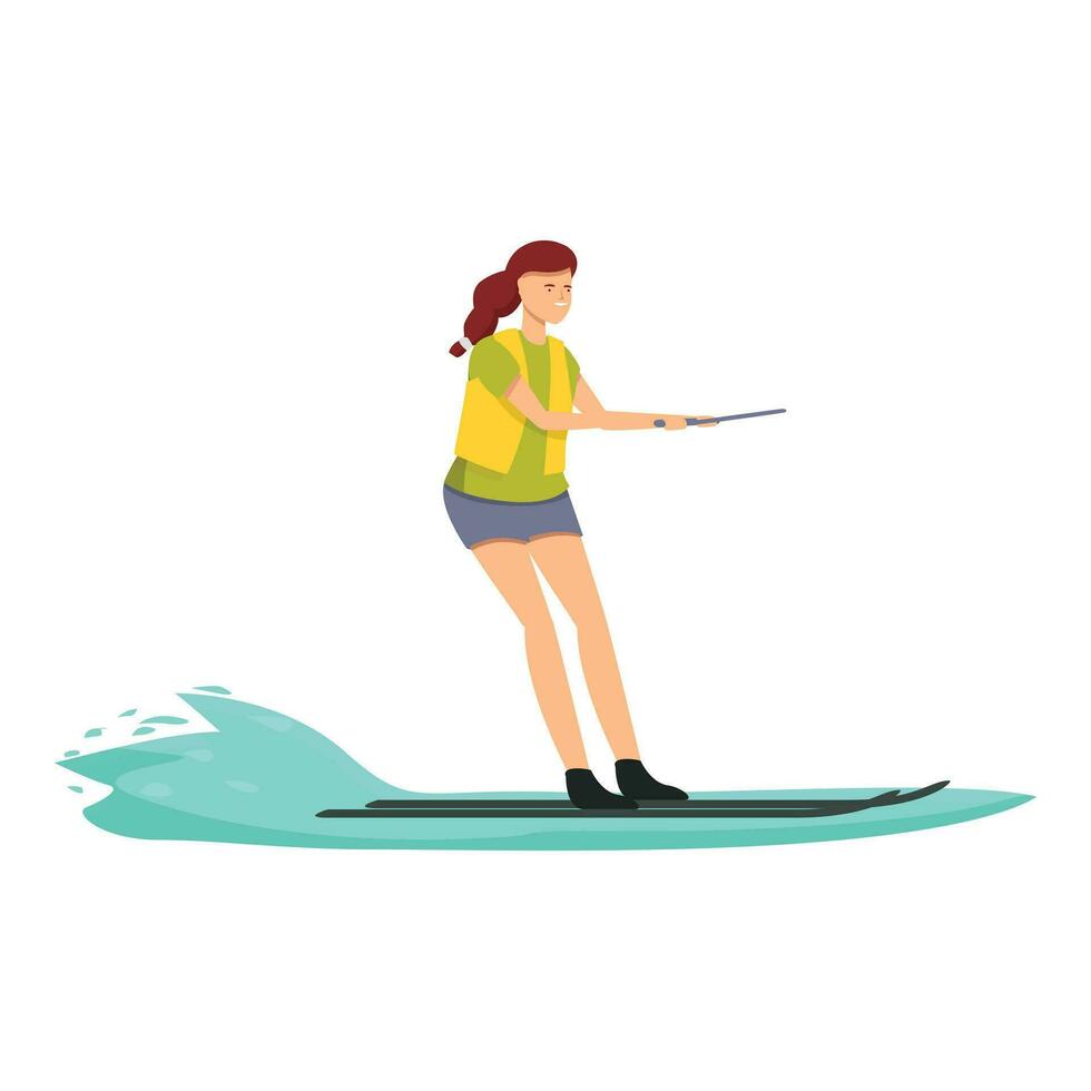 Fun water adventure icon cartoon vector. Water skiing vector