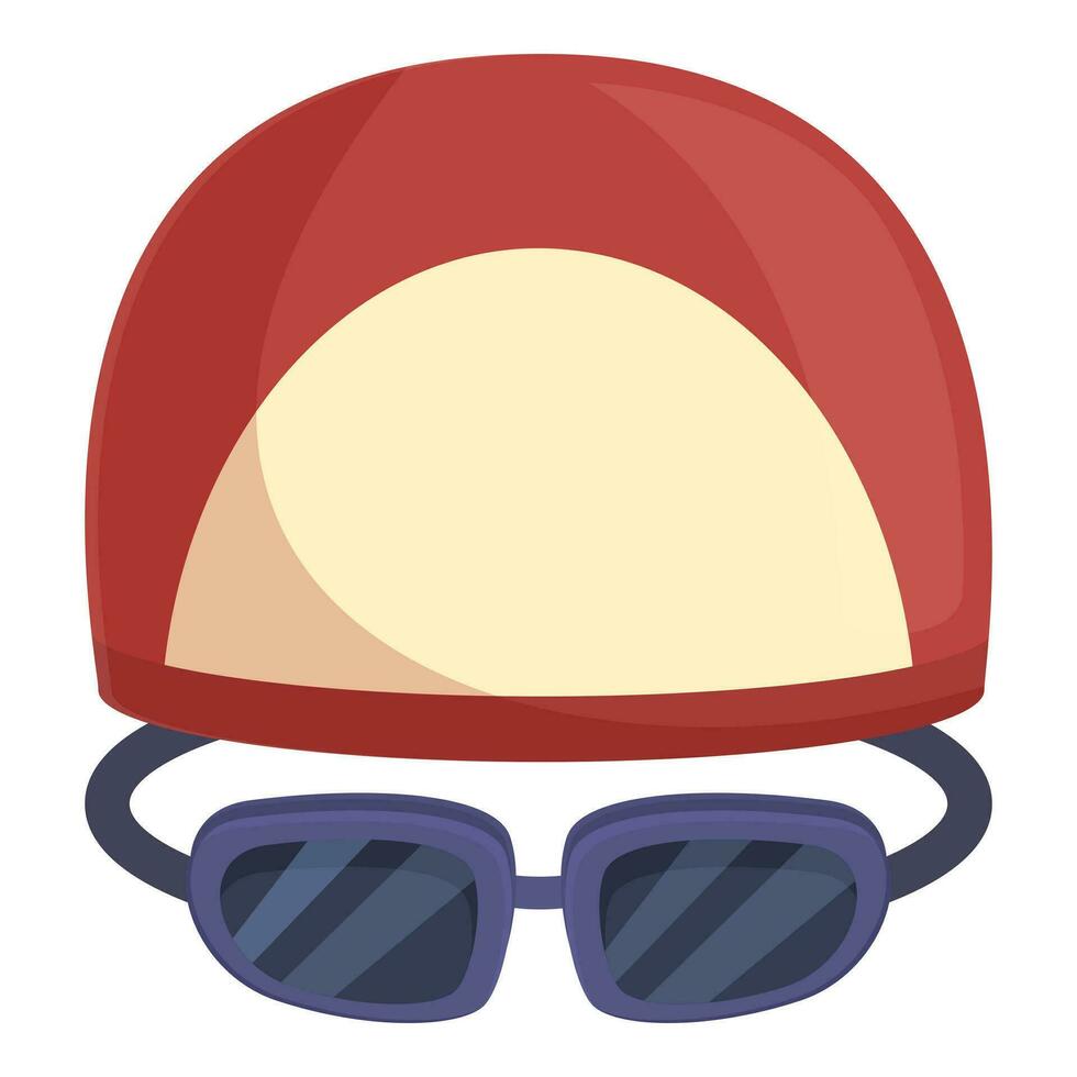 Red white cap icon cartoon vector. Swim sea swimmer vector