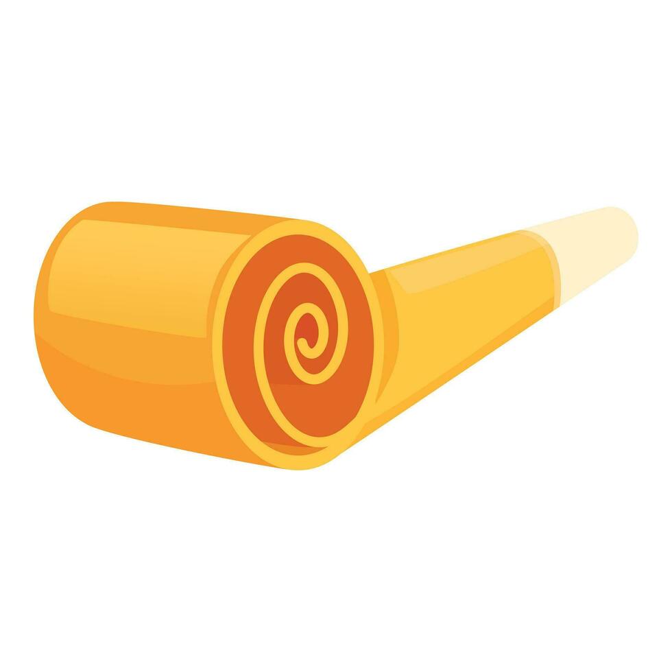 Golden party blower icon cartoon vector. Fun colored vector