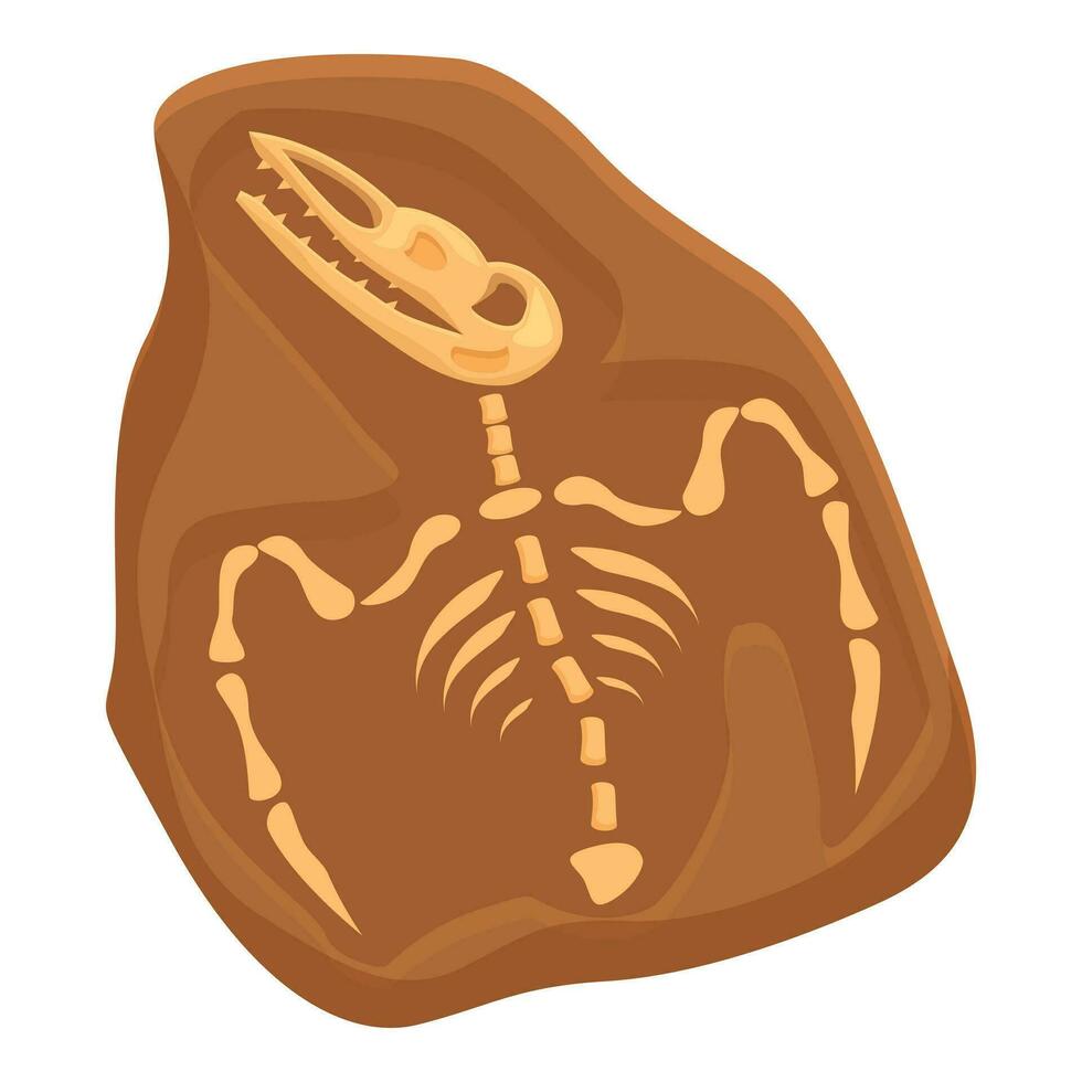 Fly dinosaur skeleton icon cartoon vector. Mud layer fossil vector