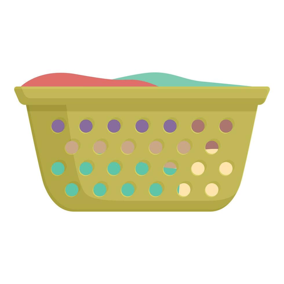 Textile clothes of basket icon cartoon vector. Laundry pot vector