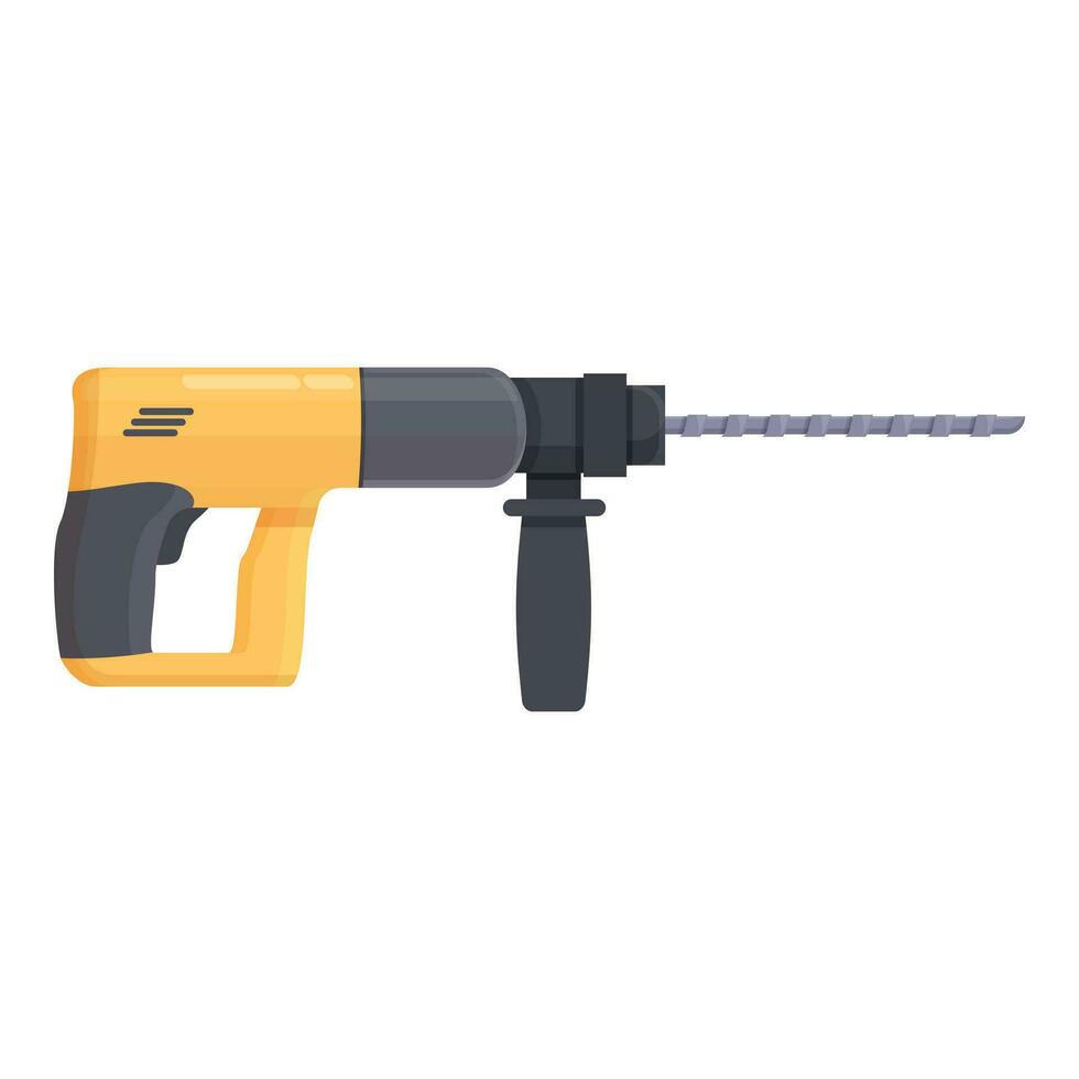 Drill fix kit icon cartoon vector. Electric hammer vector