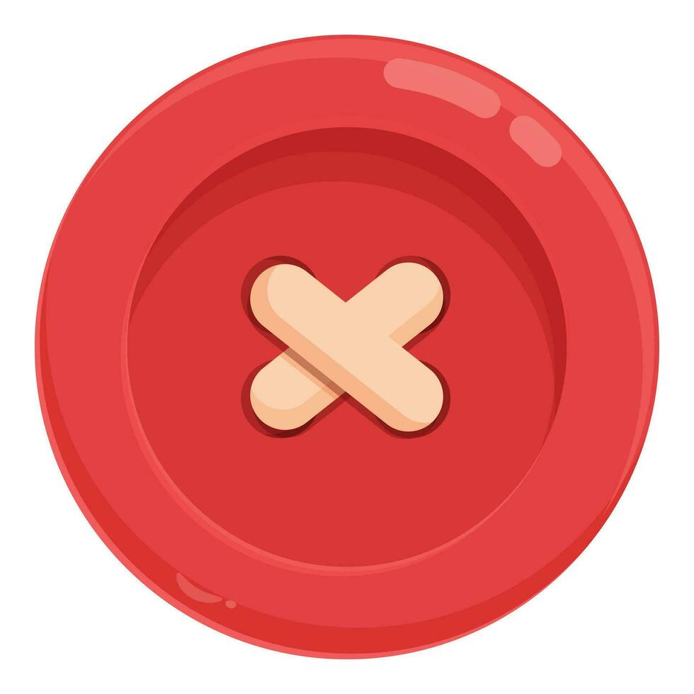 Red circle button icon cartoon vector. Top classic textile vector
