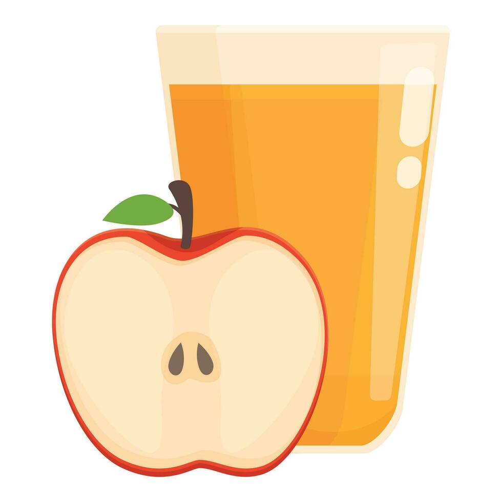 Apple glass cider icon cartoon vector. Season natural vector