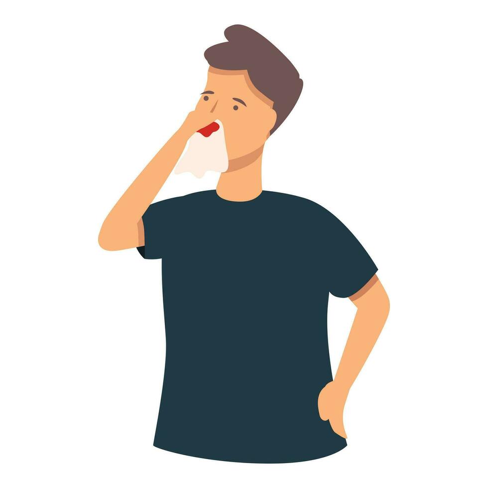 Nosebleed boy icon cartoon vector. Nose face problem vector