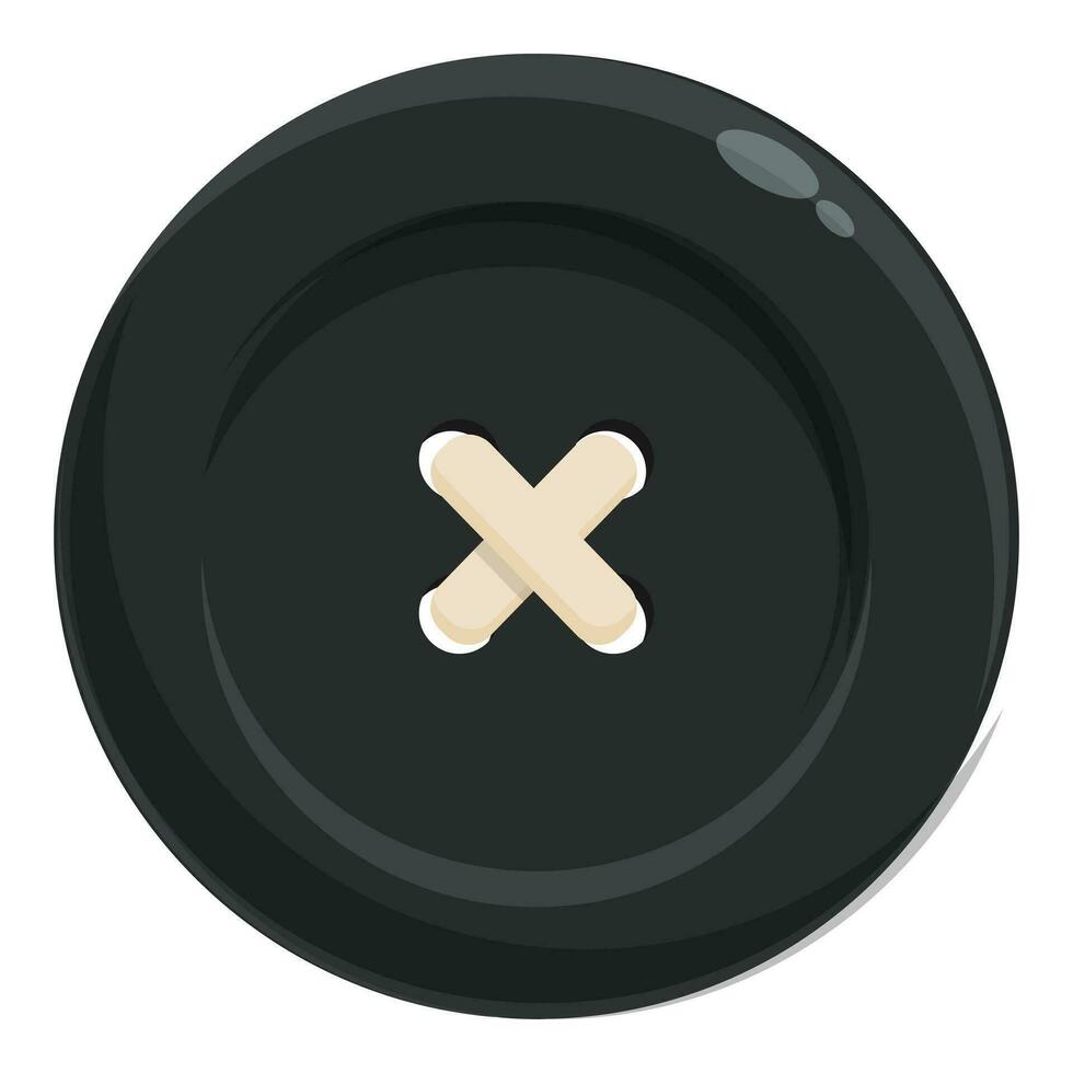 Black color button icon cartoon vector. Denim classic vector