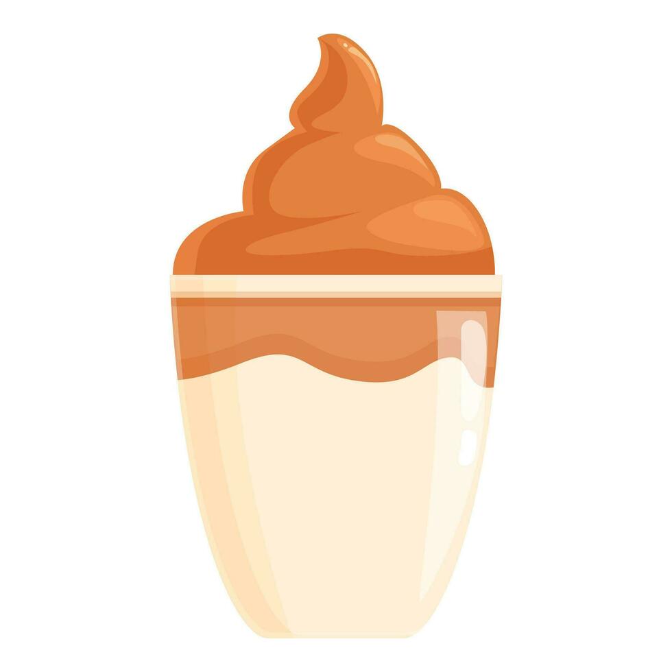 Glass drink dalgona icon cartoon vector. Cafeteria dessert vector