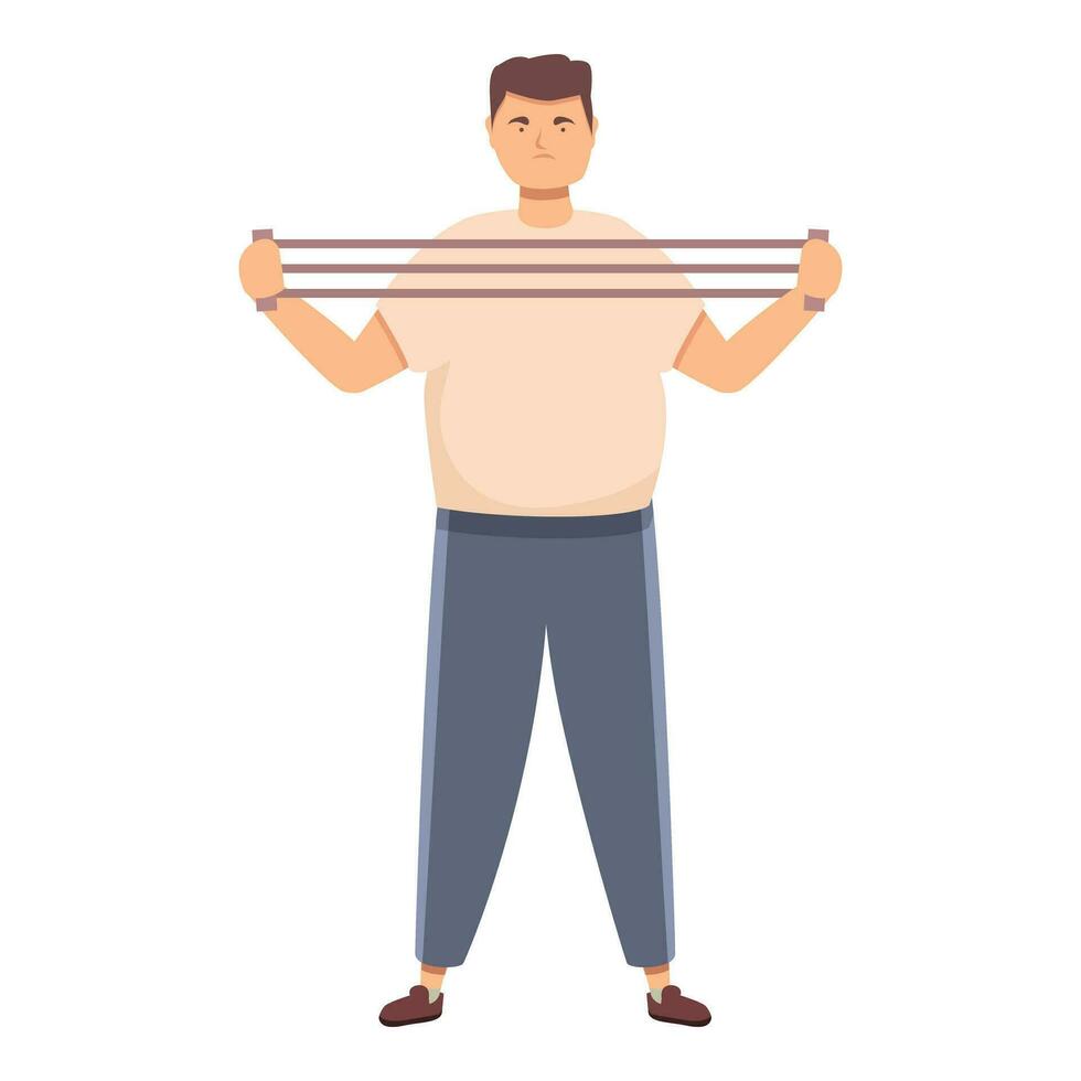 grasa hombre tramo gimnasio ejercicio icono dibujos animados vector. cuerpo Delgado vector