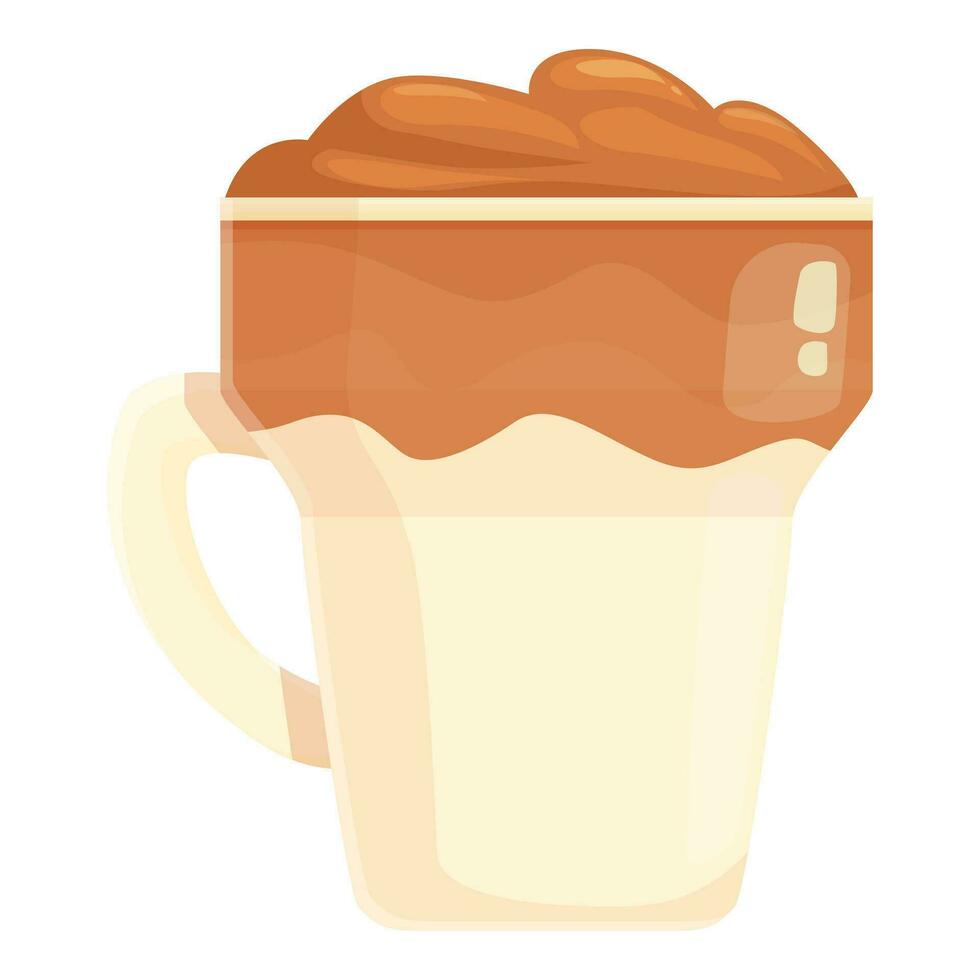 Korean mug latte icon cartoon vector. Dalgona ice milk vector