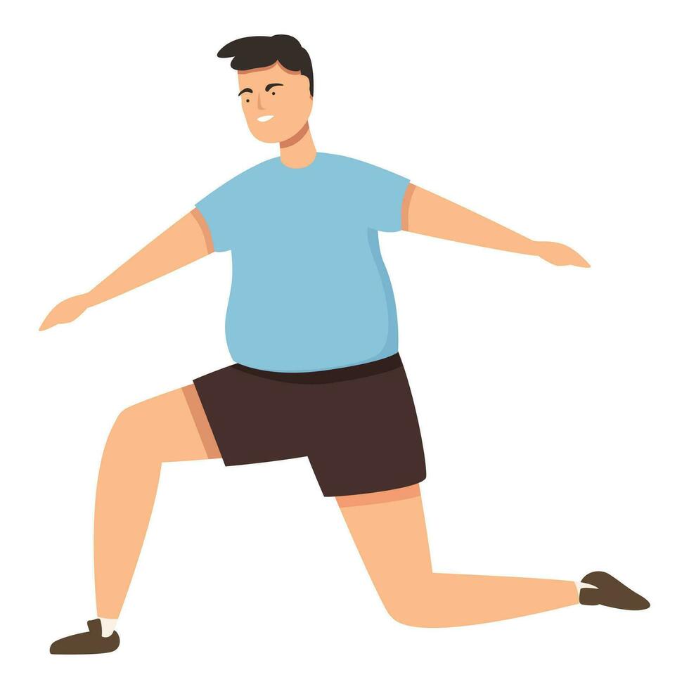 Fat man gym instructor icon cartoon vector. Unwell spring jog vector