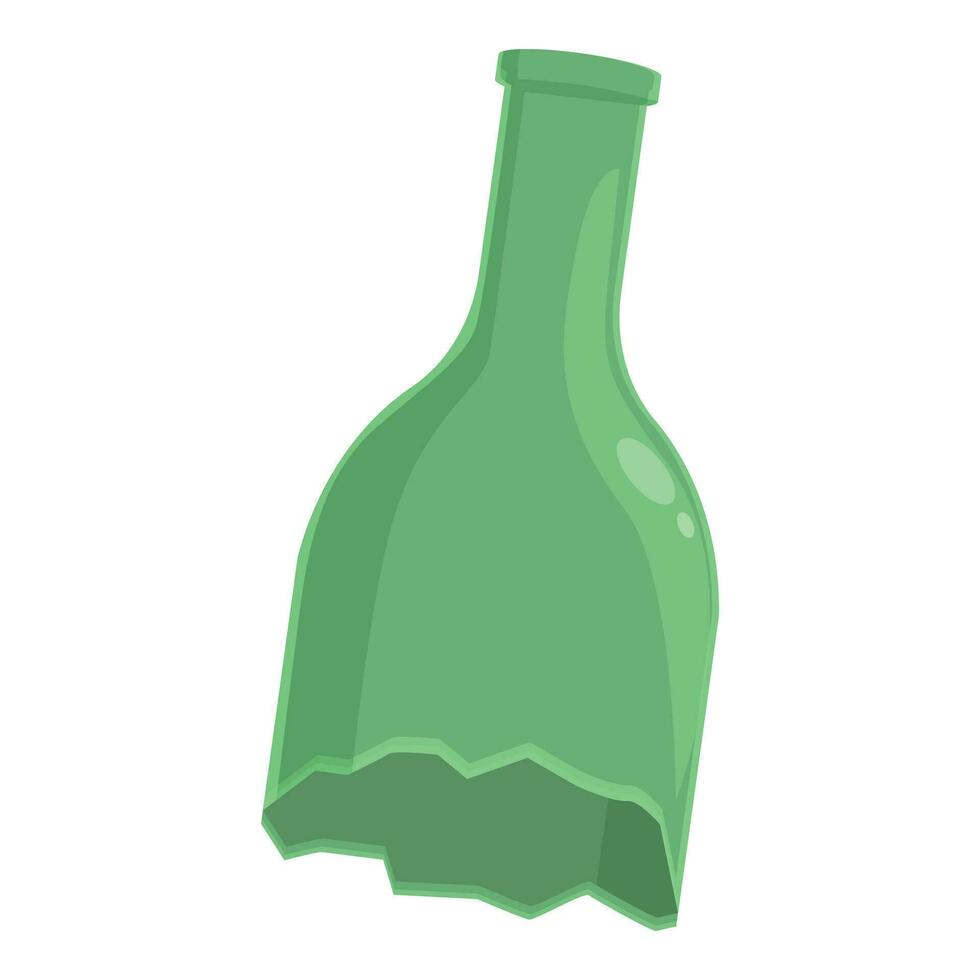 Half bottle waste icon cartoon vector. Glass trash sort vector