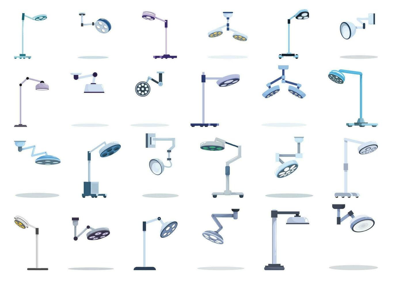 Surgical lamp icons set cartoon vector. Medical surgery vector