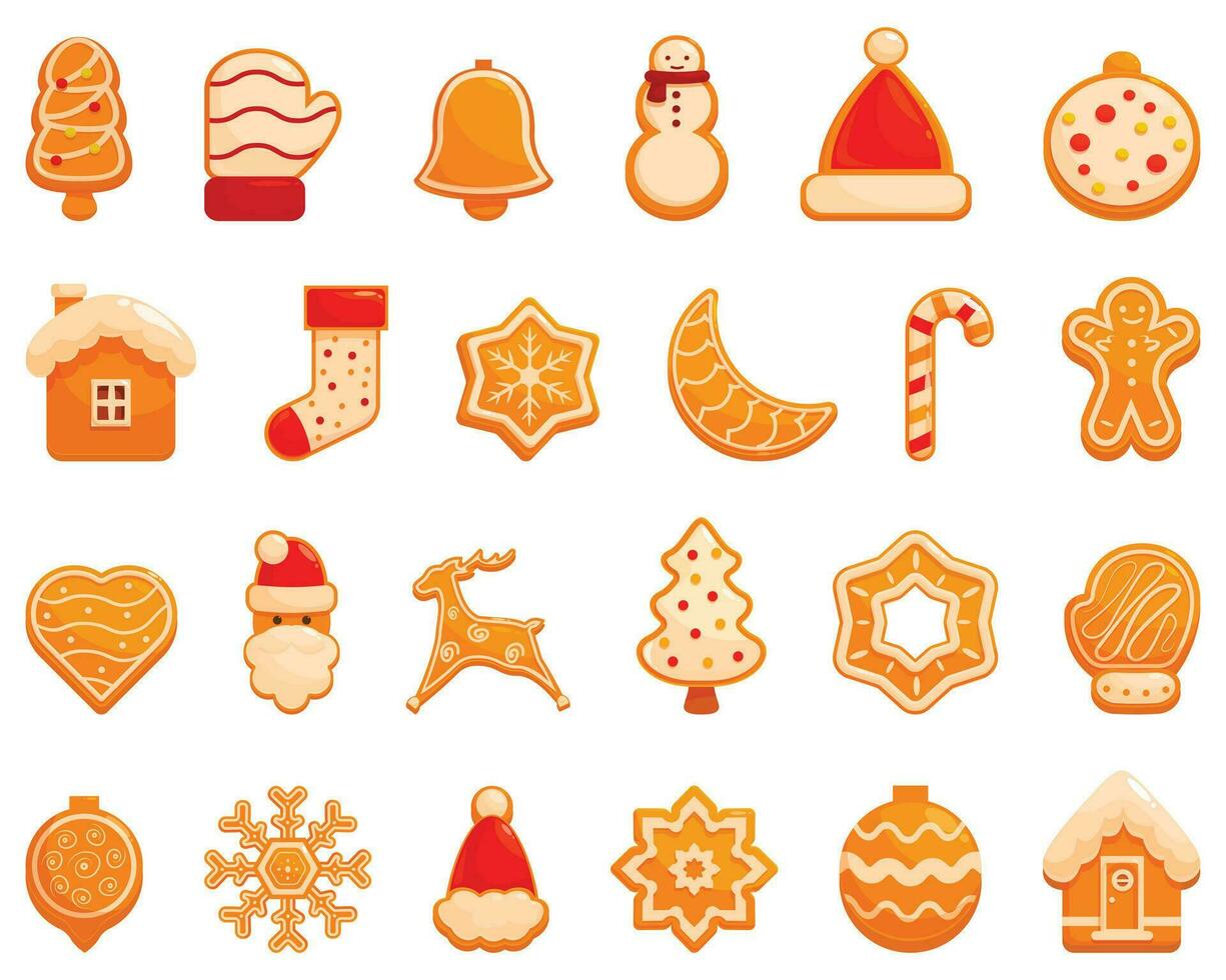 Homemade gingerbread icons set cartoon vector. Cookie winter vector