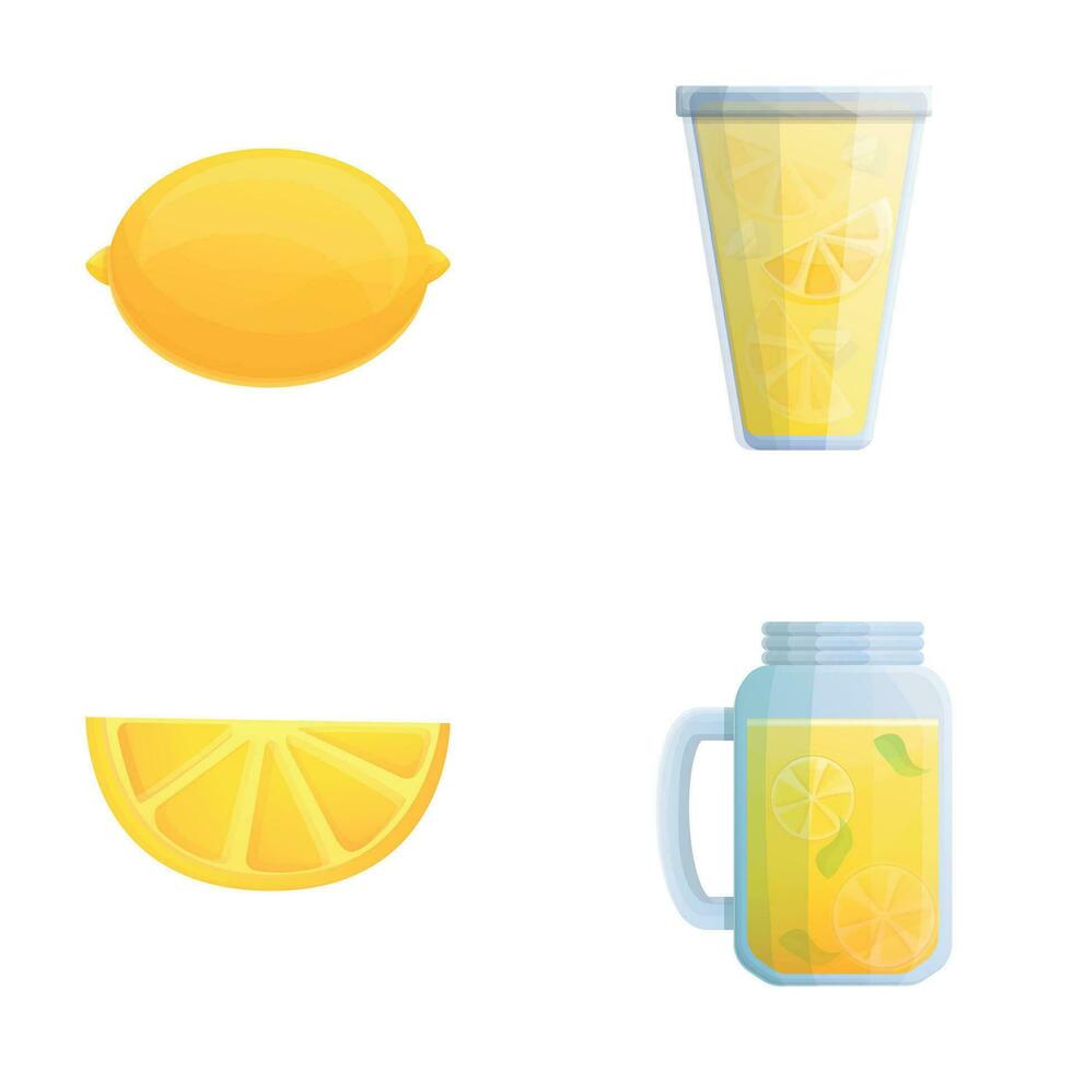 Lemonade drink icons set cartoon vector. Fresh lemonade vector