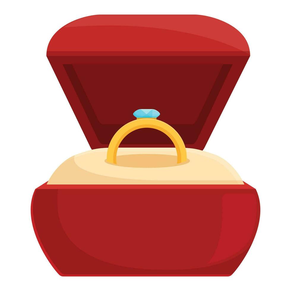 Diamond ring box icon cartoon vector. Chain shop gold vector