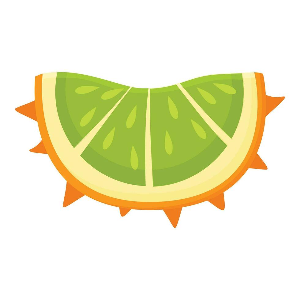 Piece of kiwano icon cartoon vector. Vitamin dessert vector