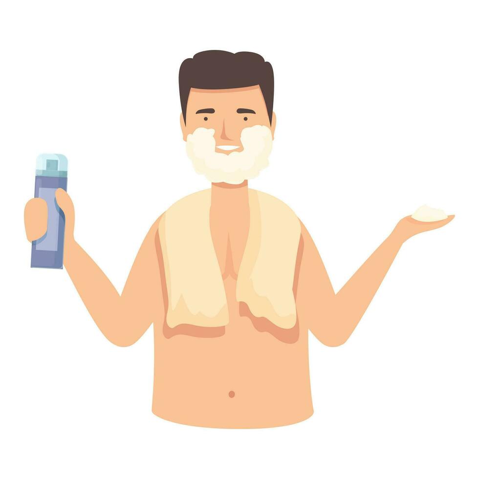 Foam face ready shaving icon cartoon vector. Man beauty vector