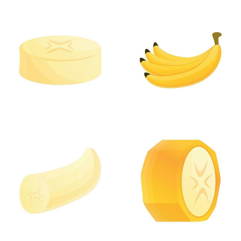 Banana fruit icons set cartoon vector. Fresh exotic fruit vector