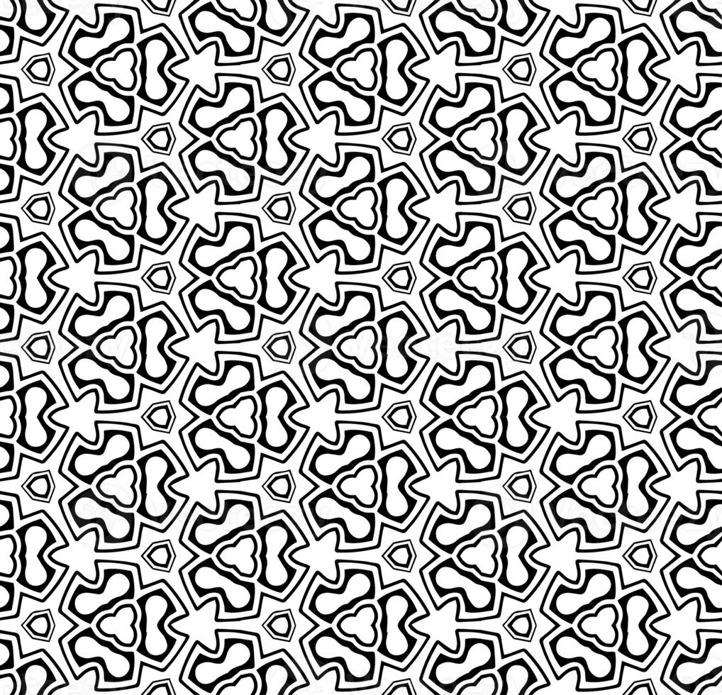 Black seamless abstract pattern. Overlay for background and backdrop. Ornamental design. PNG graphic illustration with transparent background.