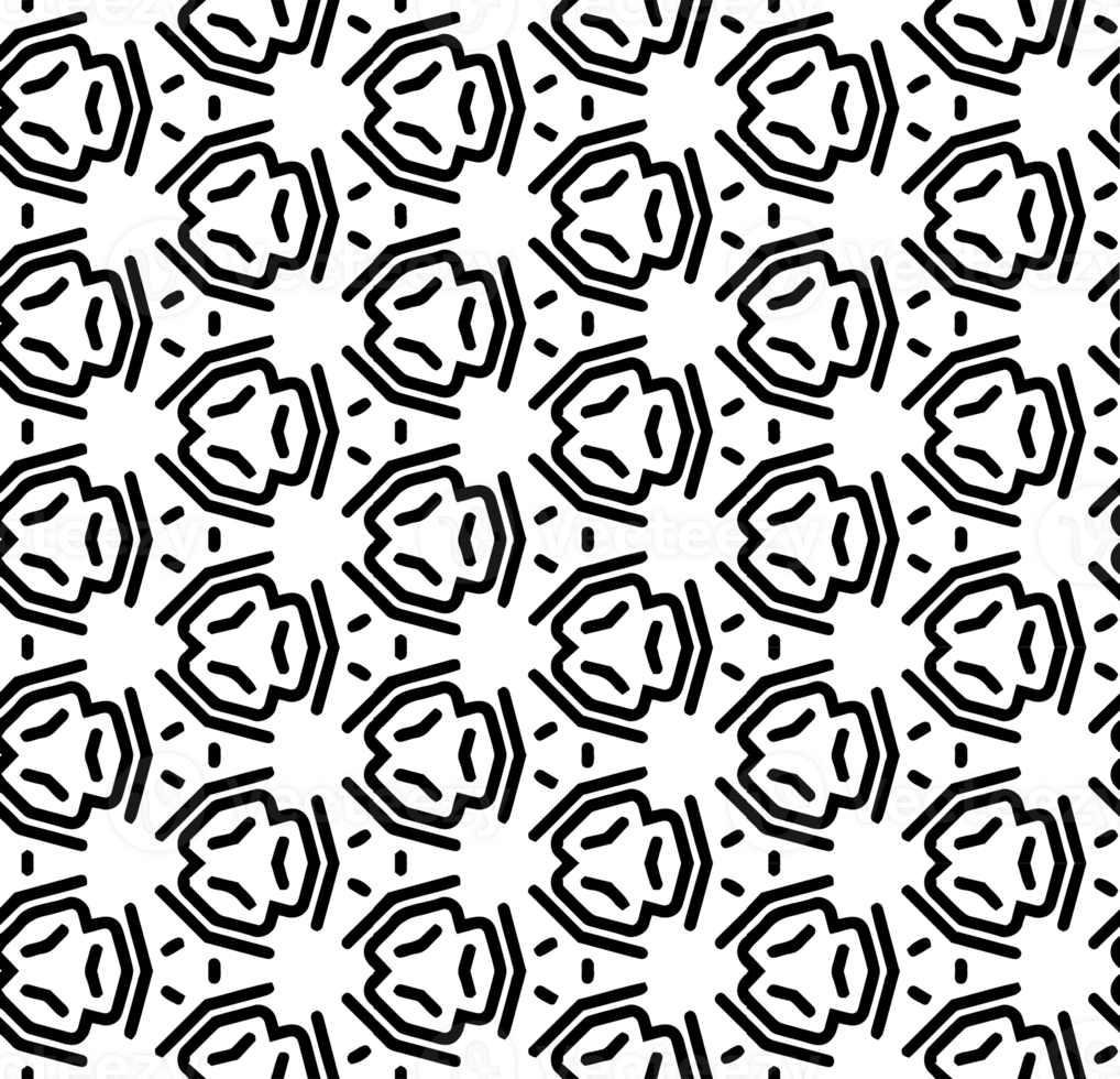 Black seamless abstract pattern. Overlay for background and backdrop. Ornamental design. PNG graphic illustration with transparent background.