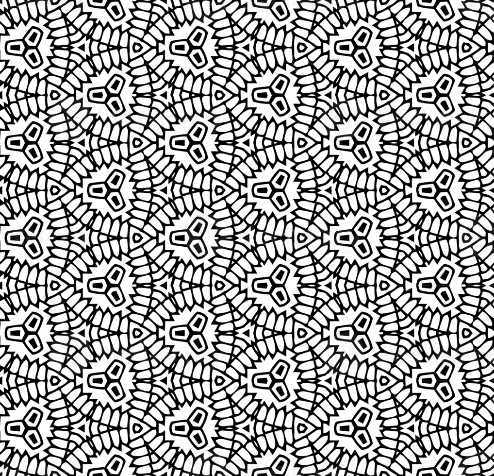 Black seamless abstract pattern. Overlay for background and backdrop. Ornamental design. PNG graphic illustration with transparent background.