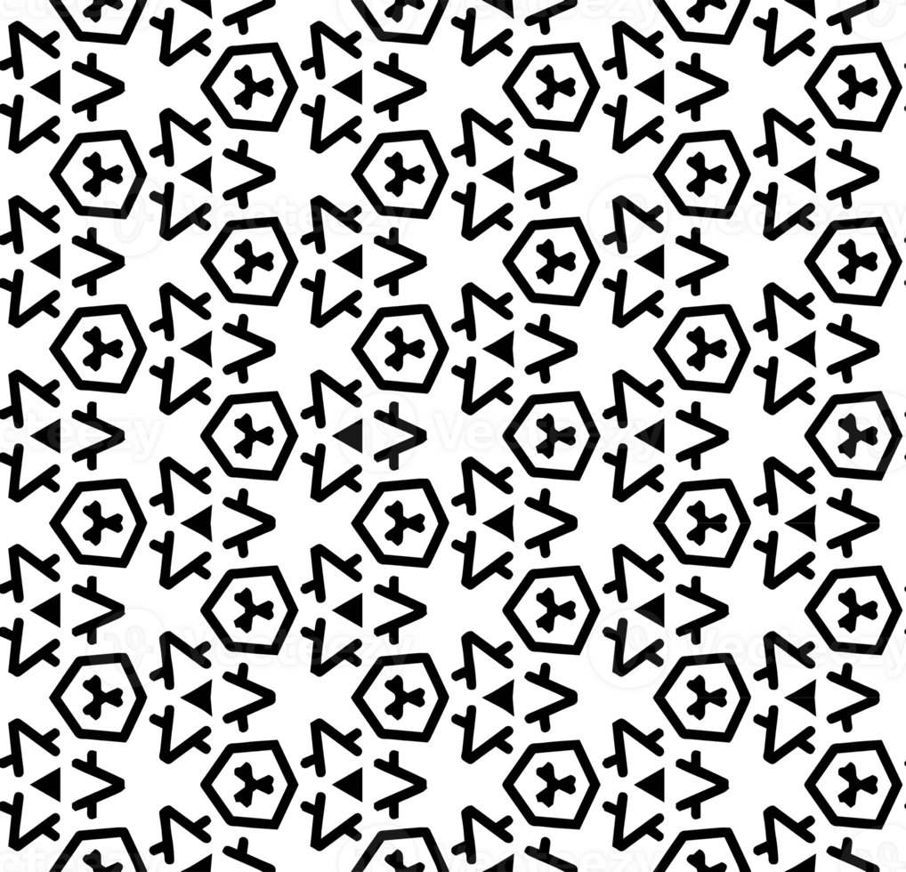 Black seamless abstract pattern. Overlay for background and backdrop. Ornamental design. PNG graphic illustration with transparent background.