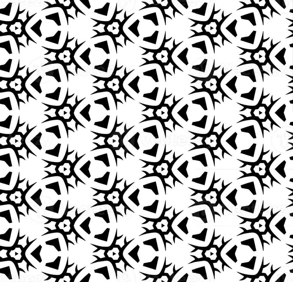 Black seamless abstract pattern. Overlay for background and backdrop. Ornamental design. PNG graphic illustration with transparent background.