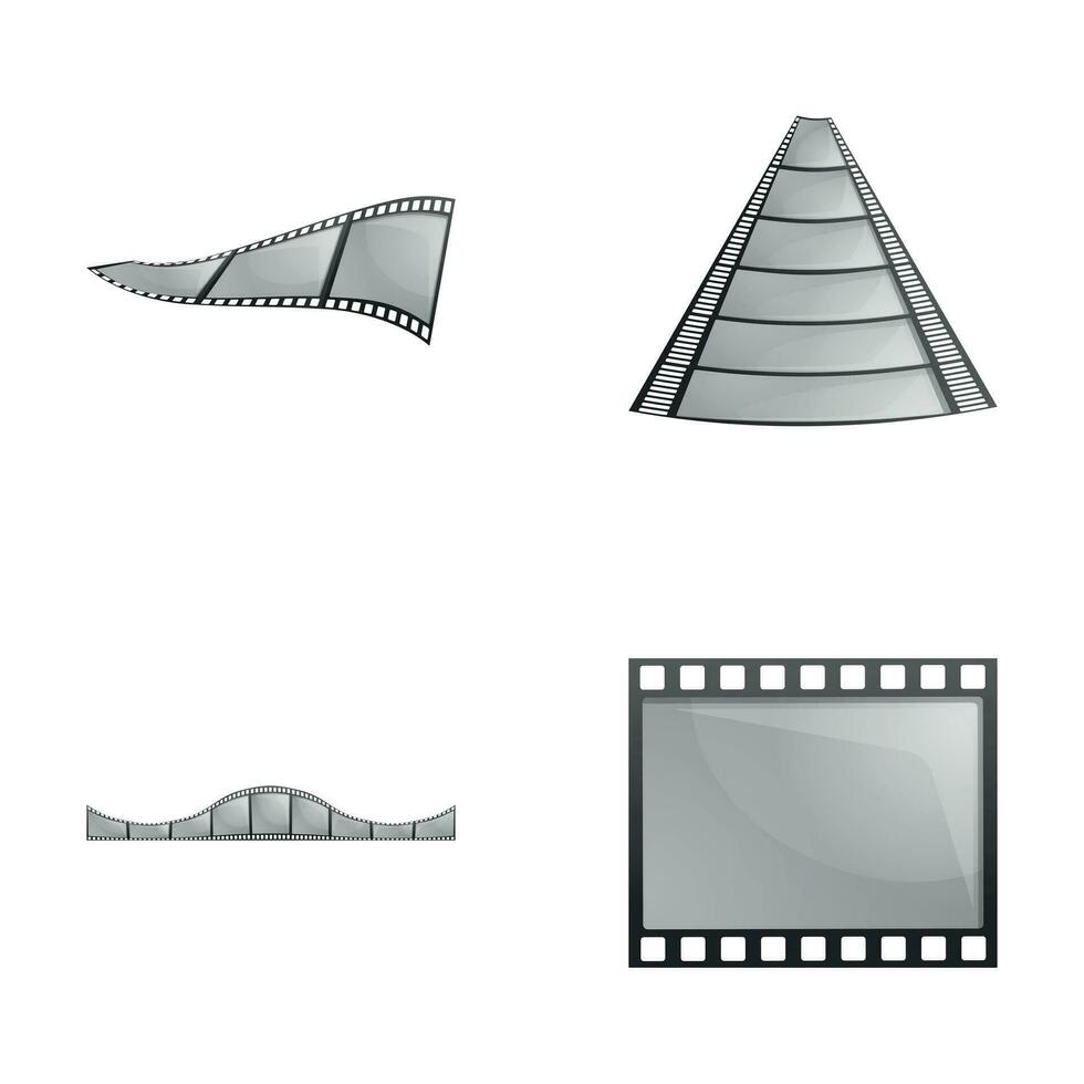 Movie reel icons set cartoon vector. Retro film strip vector