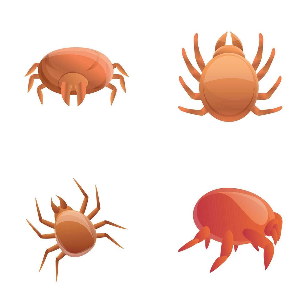 Dust mite icons set cartoon vector. Common dust mite vector