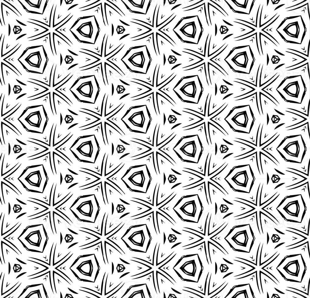 Black seamless abstract pattern. Overlay for background and backdrop. Ornamental design. PNG graphic illustration with transparent background.