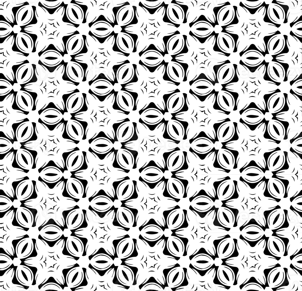 Black seamless abstract pattern. Overlay for background and backdrop. Ornamental design. PNG graphic illustration with transparent background.