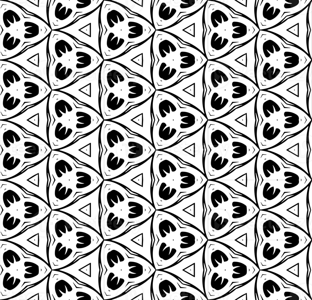 Black seamless abstract pattern. Overlay for background and backdrop. Ornamental design. PNG graphic illustration with transparent background.