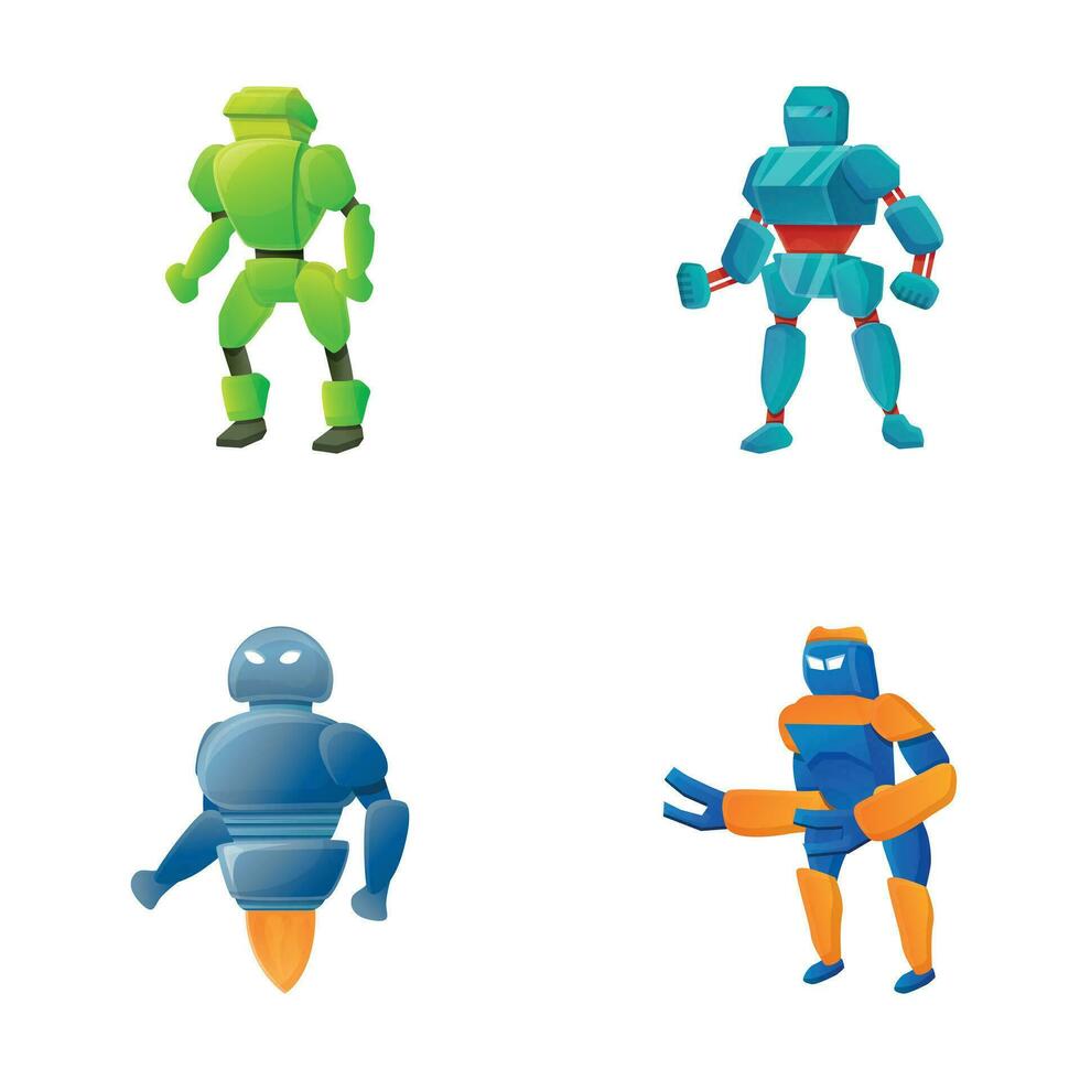 Electronic robot icons set cartoon vector. Modern robot vector