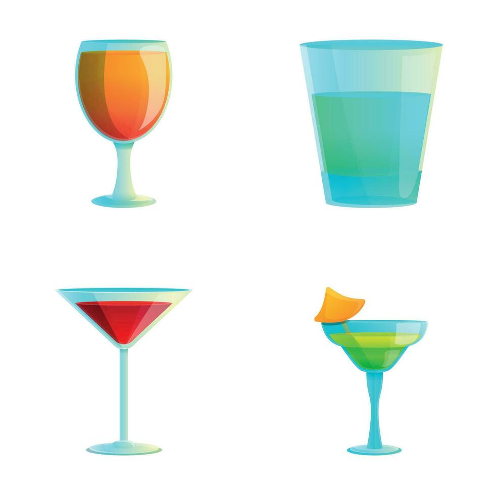 Cocktail icons set cartoon vector. Various colorful cocktail vector