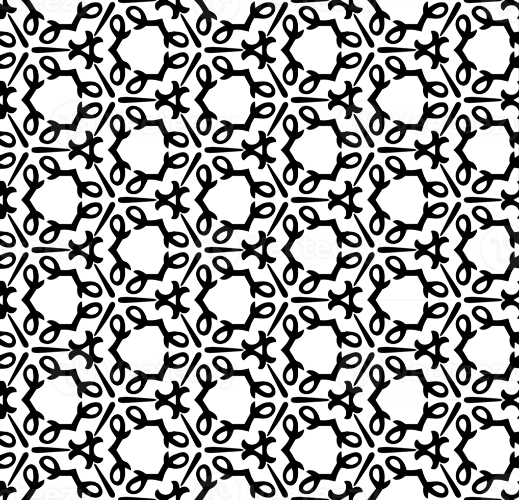 Black seamless abstract pattern. Overlay for background and backdrop. Ornamental design. PNG graphic illustration with transparent background.
