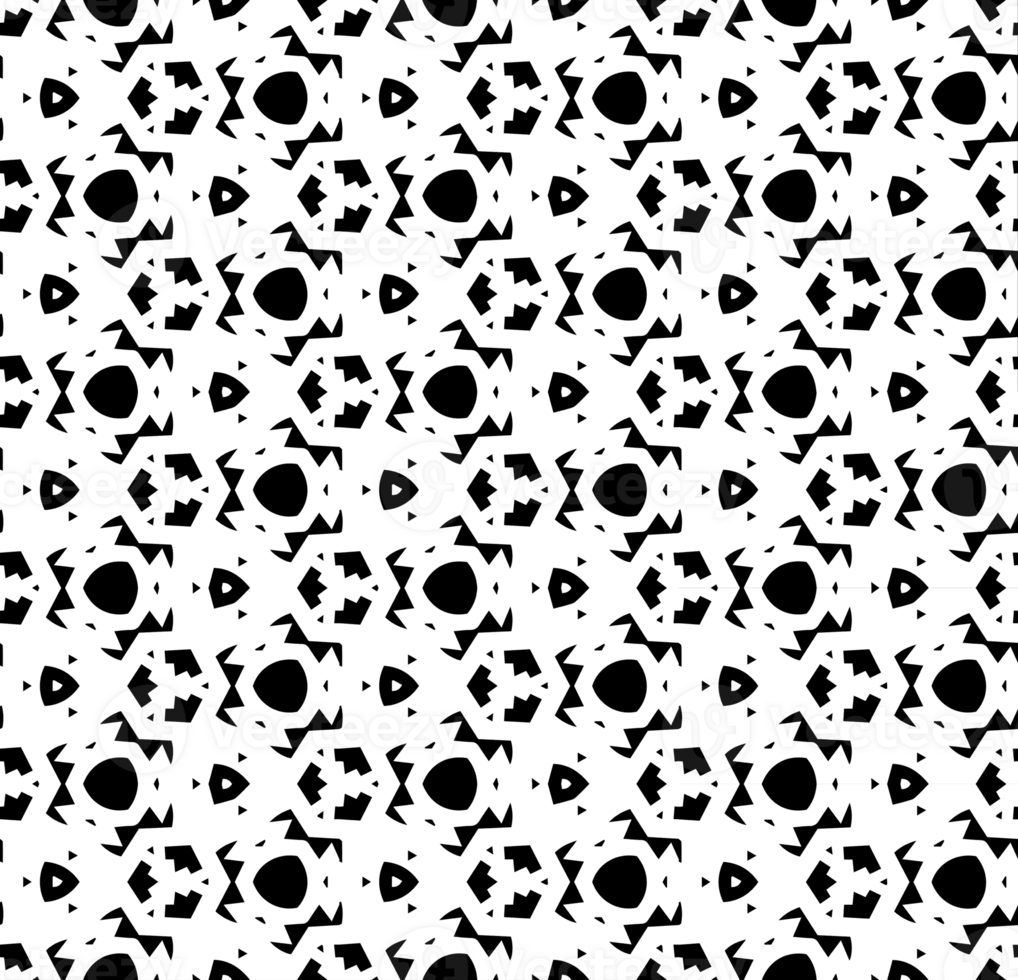 Black seamless abstract pattern. Overlay for background and backdrop. Ornamental design. PNG graphic illustration with transparent background.