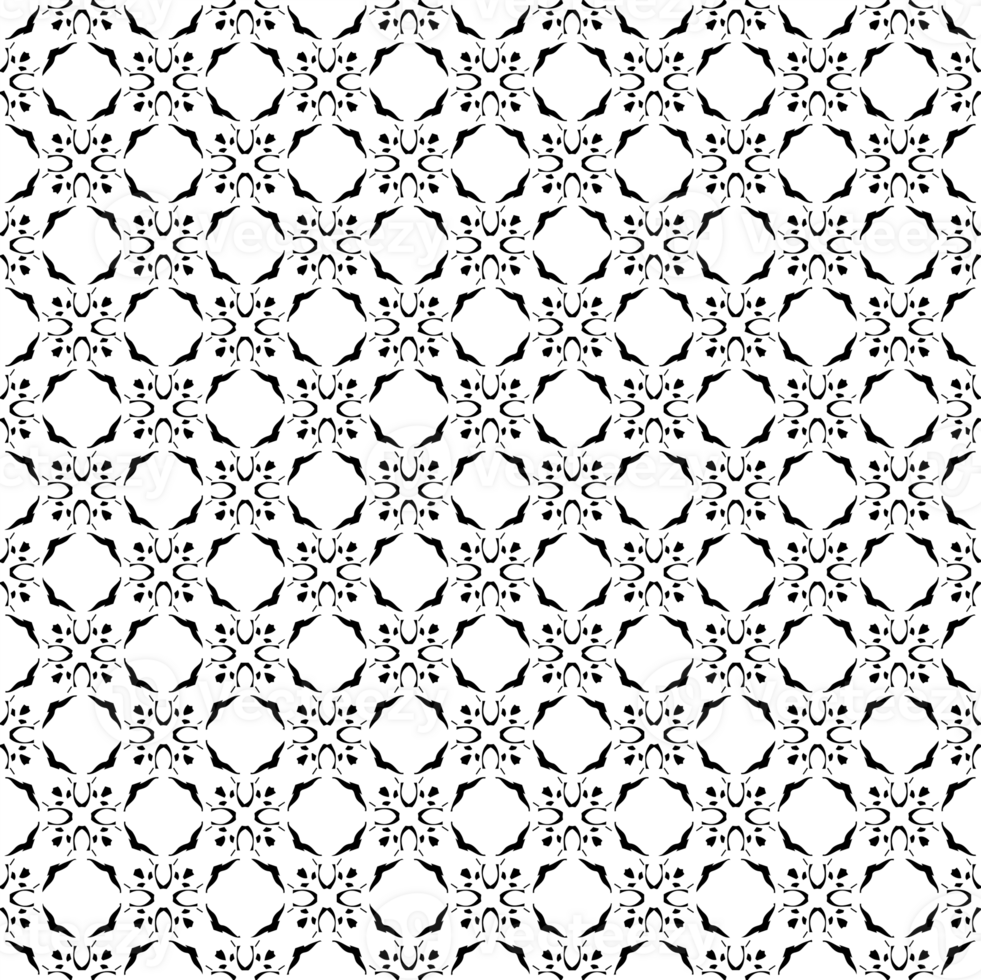 Black seamless abstract pattern. Overlay for background and backdrop. Ornamental design. PNG graphic illustration with transparent background.