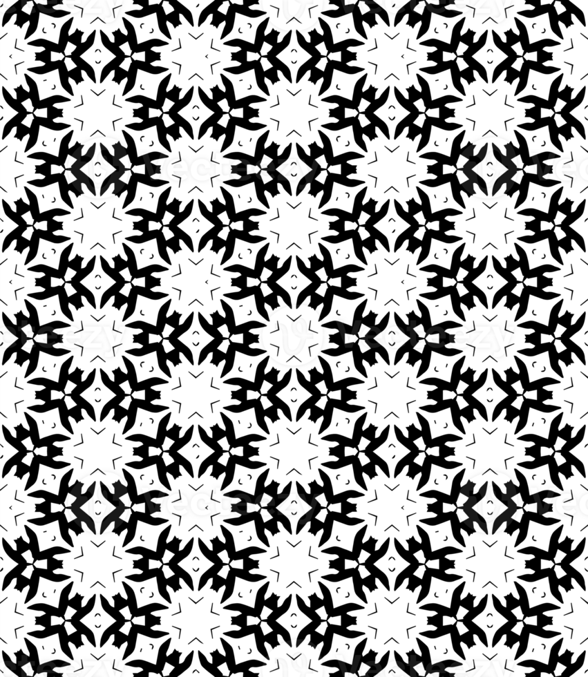 Black seamless abstract pattern. Overlay for background and backdrop. Ornamental design. PNG graphic illustration with transparent background.