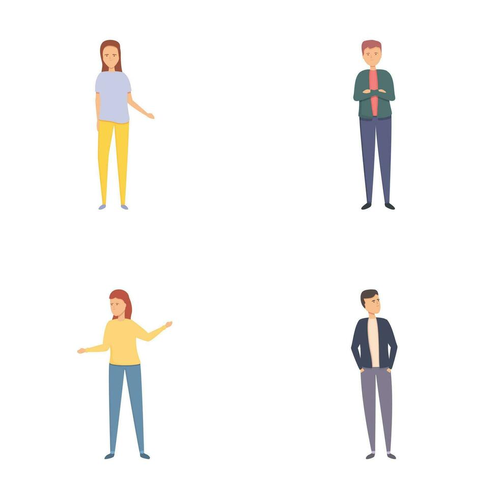 People icons set cartoon vector. Various man and woman vector