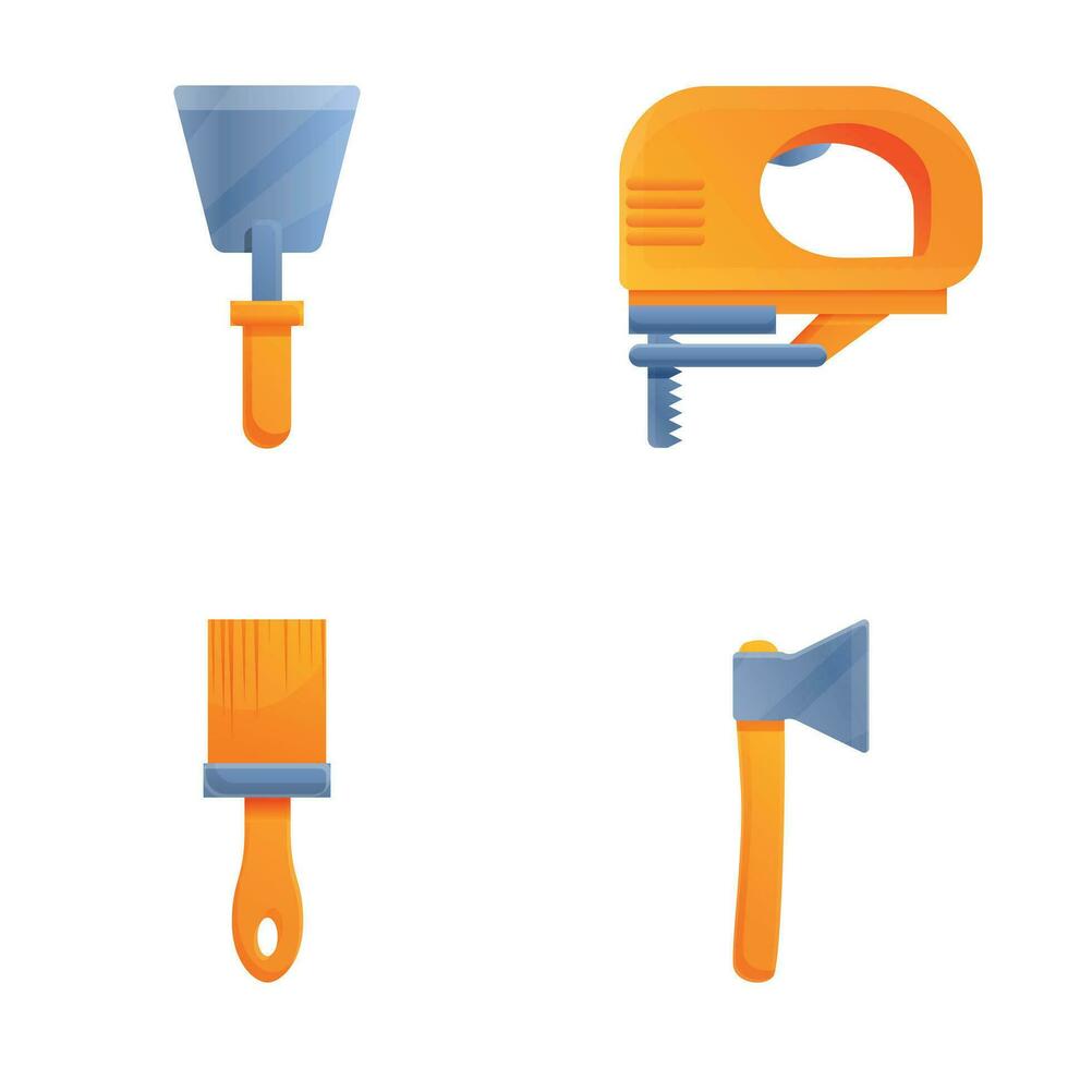 Working tool icons set cartoon vector. Various tool for construction and repair vector