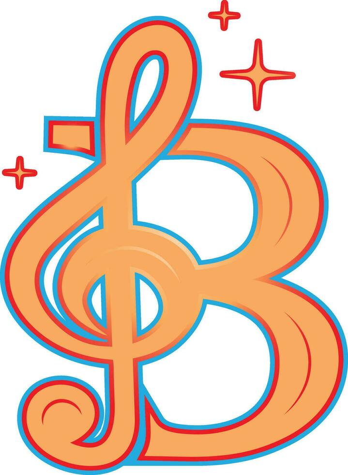 musical note with a treble clef and a star vector