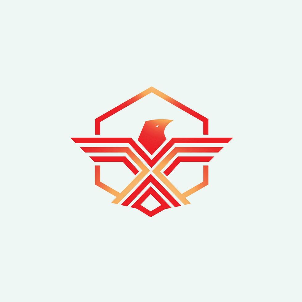 fénix rojo pájaro logo vector