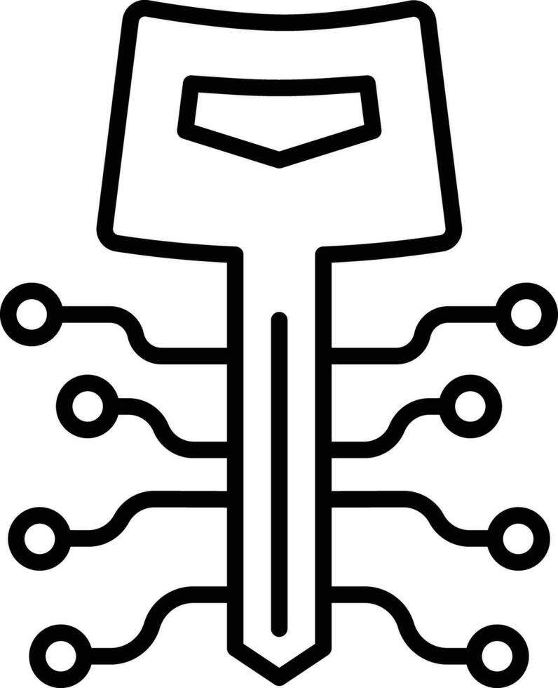 security key technology Outline vector illustration icon